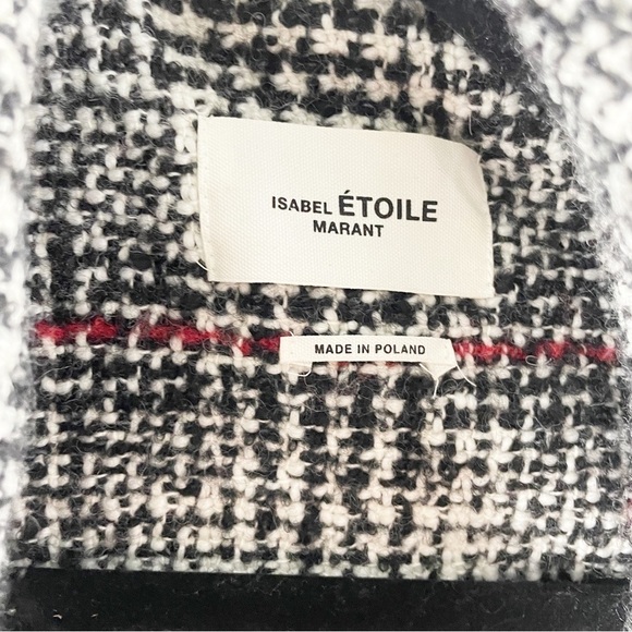 Isabel Marant Etoile Ebra Double Breasted Plaid Coat Black Red FR 42 Extra Large - Picture 5 of 9